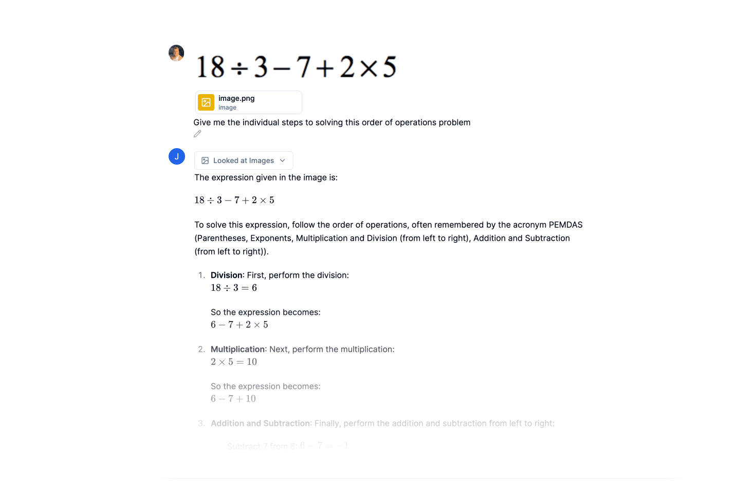 Order of operations explanation of algebra problem.